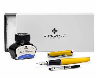 Füllhalter Diplomat Excellence A2 Gelb mit Schreibtinte, Stärke M