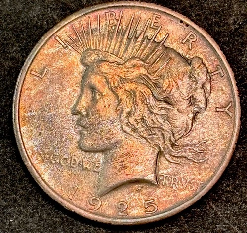 1925 Peace Silver Dollar Uncirculated With Toning Bu WITH TONING