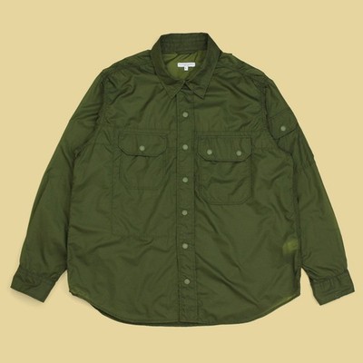 Engineered Garments Olive Micro Ripstop Nylon CPO Shirt Jacket L USA Pockets