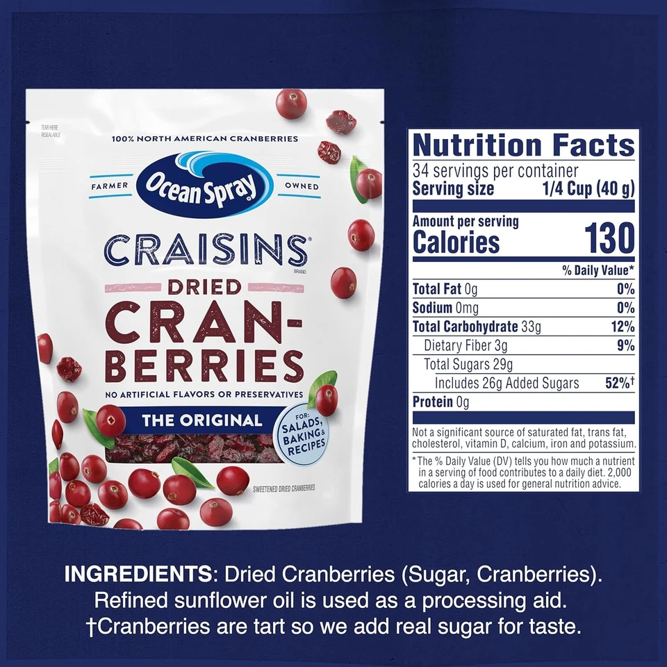 Ocean Spray® Craisins® Original Dried Cranberries, Dried Fruit, 48oz - Image 3 of 4