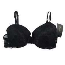 Frederick's Of Hollywood Women's Diana Lace Push Up Plunge Bra Size 34C Black