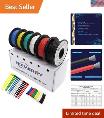 22 Gauge Silicone Wire Spool - 50ft, 600 Volt, Includes Shrink Tubings
