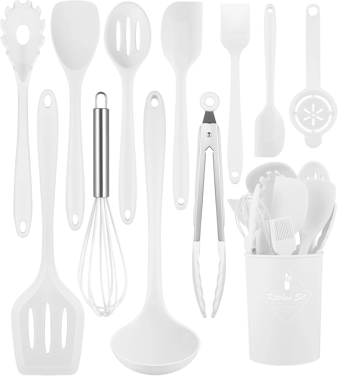 Silicone Kitchen Utensils Set – Heat-Resistant, Nonstick Safe with Holder, 12PCS