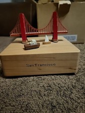 San Francisco Golden Gate Wonderful Bridge Wooden Music Box with Moving Parts