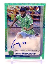 Georgi Minoungou 2025 Topps Chrome MLS Aqua Wave Auto #/199 Seattle Sounders RC