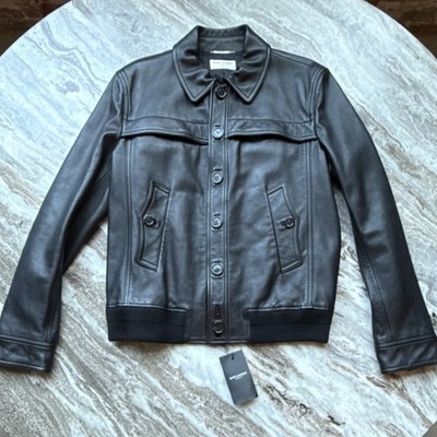 Saint Laurent Button Closure Black Men's Short Blouson Jacket Size 50