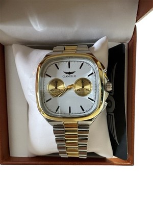 Gianello Men's Square Fusion 42mm Chronograph Two-Tone Stainless Steel Watch NEW