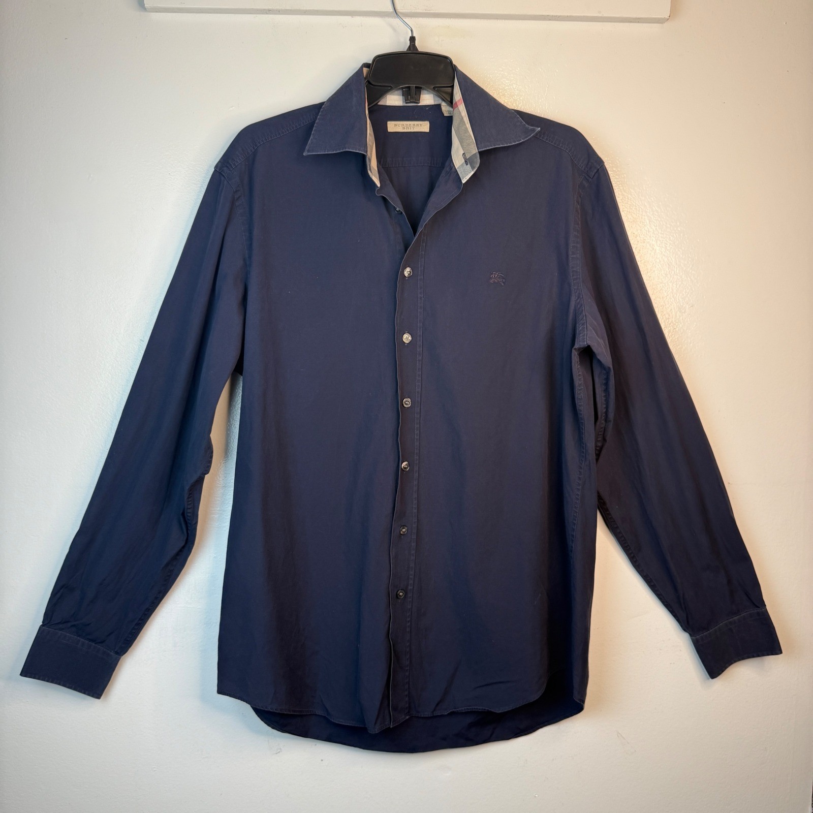 Burberry Brit Men's Medium Blue Nova Check Long Sleeve Button-Up Shirt