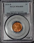 1934-D Lincoln Cent, PCGS MS64 Red