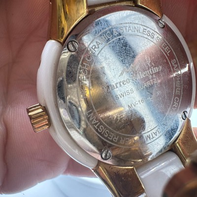 Marreo Valentino rose gold cubic zirconia white dial ceramic  display picture 3