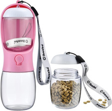 Dog Water Bottle with Food Container, Travel Puppy Water Bowl, Portable Pet Disp