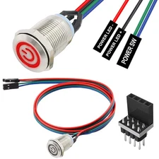 12mm Chassis Switch Host Metal Button Cable Computer PC Case LED Power Button...