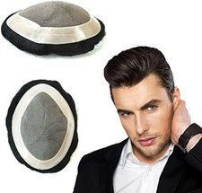 Toupee for Black Men Man Weave Hair Unit, Transparent Lace Base, 100% Human Hair