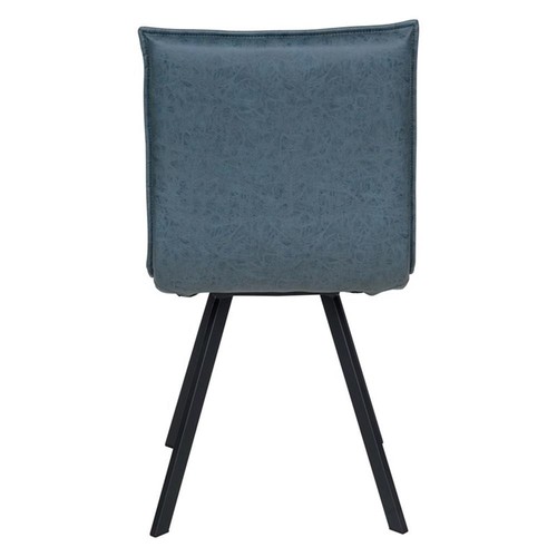 LeisureMod Wesley Leather Dining Chair With Metal Legs Set of 2 Peacock Blue - Picture 6 of 7