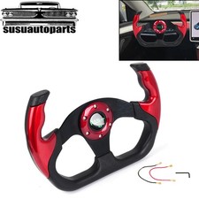 13 325mm Flat Drift Racing Steering Wheel U-shape Horn Button Universal 6 Holes