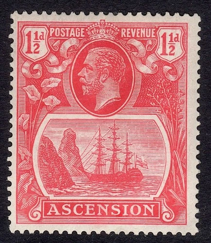 ASCENSION 1924-33 KGV 1½d Badge "Torn Flag" variety M, SG 12b cat £180