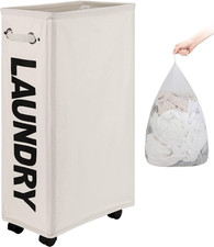 DOKEHOM 29-Inches Enlarged Slim Laundry Basket with Removable Wash Bag on Wheels