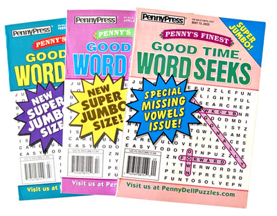 NEW Lot 3 Penny Press Finest Good Time Jumbo Word Seek Search Find Puzzle Books