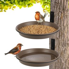 2 Pack Fence Bird Feeder Bath Tray for Outside, 8.4'' Plastic Wild Bird Bath ...