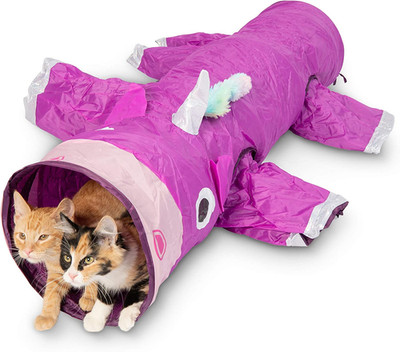 Magic Mewnicorn Multi Cat Tunnel Boredom Relief Toys with Crinkle Feather String
