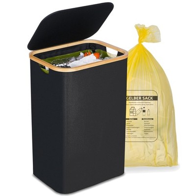 Mülleimer 100L Gelber Sack Stand Schwarz Kunststoff Edelstahl Haushalt
