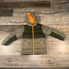 Columbia Boys Powder Lite Hooded Puffer Jacket Omni-Heat Green Size M 10/12