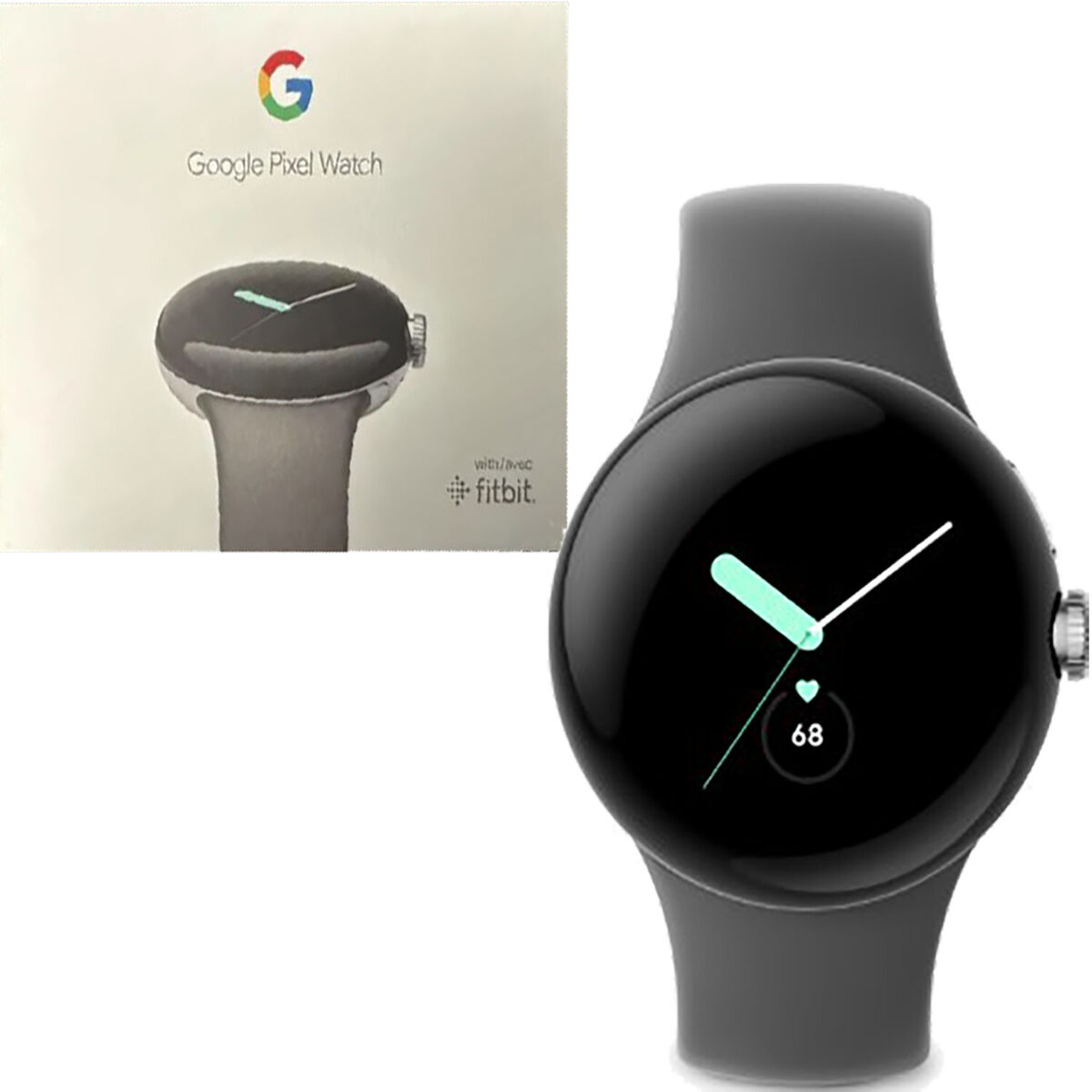 Google Pixel Watch Polished Silver case/Charcoal Active 32GB WIFI+