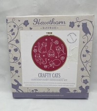 Hawthorn Handmade CRAFTY CATS Contemporary Embroidery Kit Complete NEW