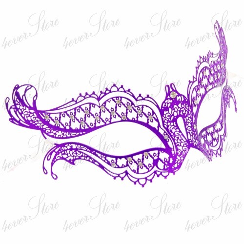 Lila Laser geschnitten Metall Damen Karneval venezianische Maskerade Maske M7119C - Bild 3 von 4