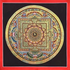 Om Mandala Thangka Painting, Om Mani Padme Hum Mandala Thangka