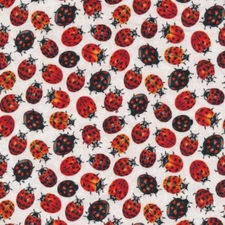 Frolicking Fields Ladybugs White - Paintbrush Studio Cotton Fabric