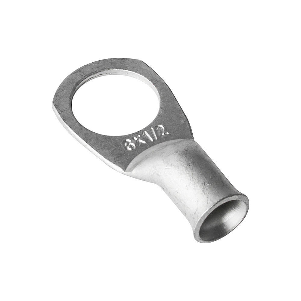 25 Pack - 6 AWG Bare Copper Ring Terminals, 1/2" Hole, Uninsulated Electrical Lugs 3 thumbnail image