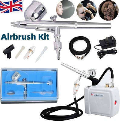 Mini Airbrush & Compressor Kit Dual Action Spray Gun Model Paint Tattoo 0.3MM