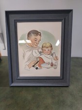 Vintage "Looking" Dental Dentist  Child Framed Print 11x 13