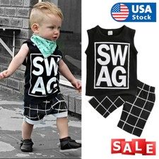 Baby Casual Clothes Set Boy Girl Letter Print Short Sleeve Tops Shorts Outfits