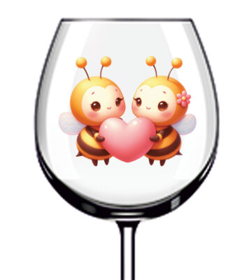 12x Valentinstag Cartoon Biene Vinyl Aufkleber Abziehbild Becher Weinglas Flasche