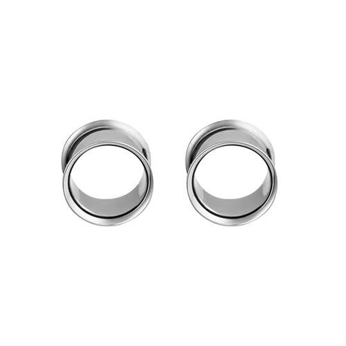Paire de boucles d'oreilles en acier chirurgical PVD argent double évasement boucles d'oreilles jauges bouchons - Photo 57/108