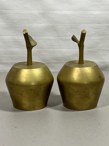Vintage Solid Brass Apple Shaped Bell Embossed Leaves Brass Bell Made in India - Picture 2 of 7