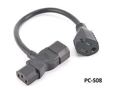 12'' Computer Monitor Extension w/ AC Power Liberator Cable C13/C14 to 5-15R