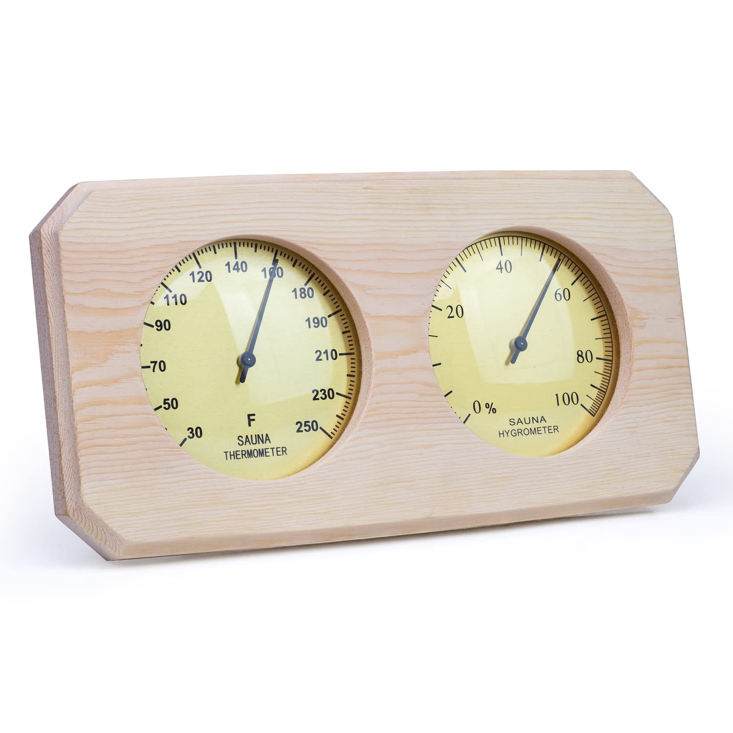 Sauna Thermometer and Hygrometer Fahrenheit Pine Wood 2 in 1 Moisture