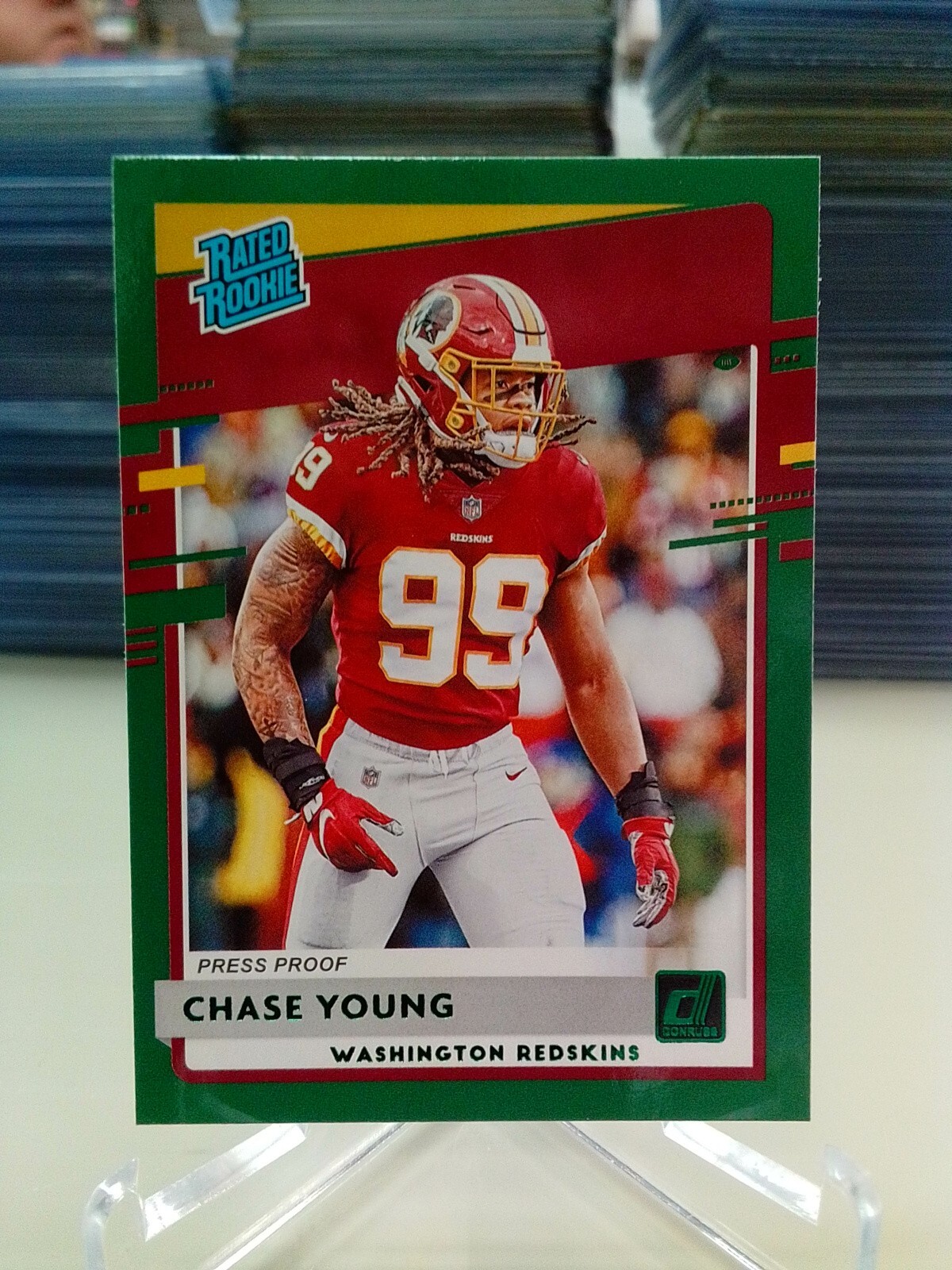 2020 Panini Donruss Rated Rookie Green Press Proof #316 Chase Young