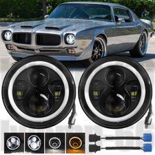 Pair Dot 7 Led Headlights Hilo Drl Angel Eyes For Pontiac Firebird 1970-1976 Pair Dot 7 Led Headlights Hilo Drl Angel Eyes For Pontiac Firebird 1970-1976