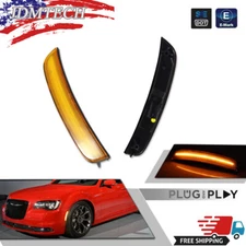 For 2015-2023 Chrysler 300 Amber LED Side Marker Lights Front Fender Lamps 2PCS