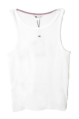 Tommy Jeans Essential Rib Tank Tanktop Seiten Damen Weiß DW17382 white
