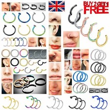 Nose Ring Cartilage Tragus Septum Helix Lip Earring Eyebrow Hoop Clicker Ear Set