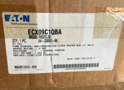 Eaton ECX09C1QBA, Magnetic Motor Starter, 9Amp, W/Start Stop Button, N1 Indoor