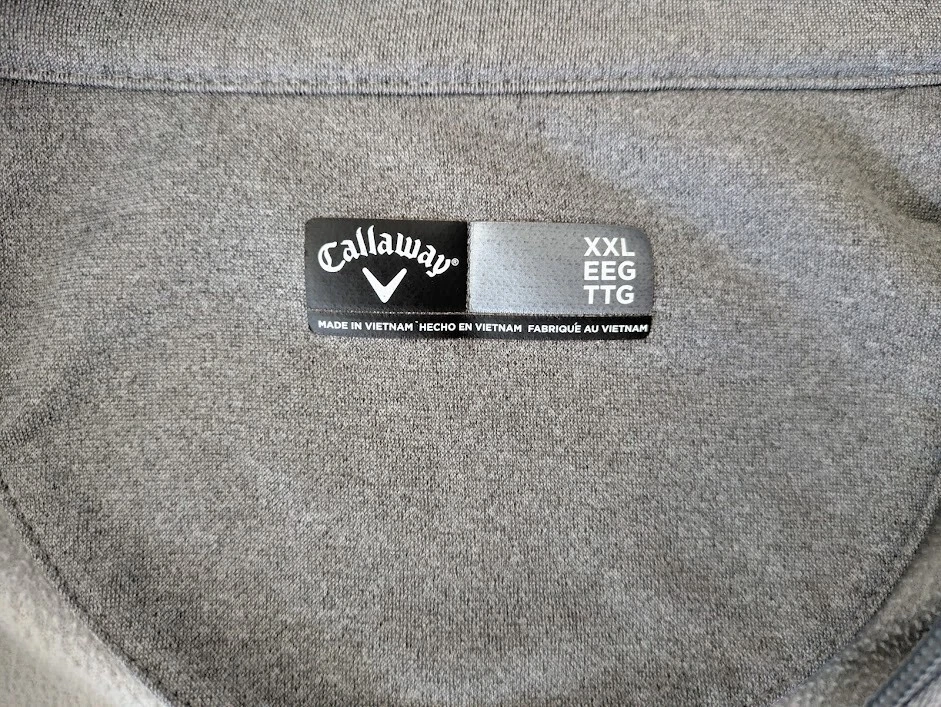 CALLAWAY Mens XXL Golf Jacket Black Gray Quilted Full Zip - Image 3 of 4