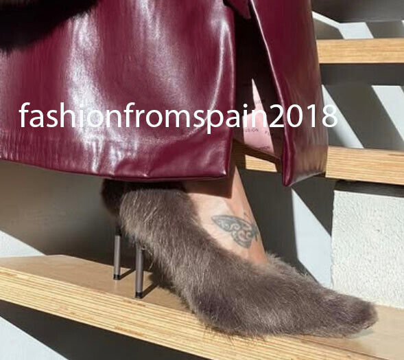 ZARA NEW WOMAN FAUX FUR STILETTO HEEL SHOES BROWN 35-42 3237 ZARA NEW WOMAN FAUX FUR STILETTO HEEL SHOES BROWN 35-42 3237