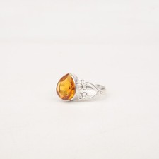 Natural Citrine Gemstone 925 Sterling Silver Ring November Birthstone Ring.