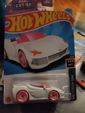 2023 Hot Wheels Barbie Extra White WITH Pink TIRES Screen Time New HTF 3/10